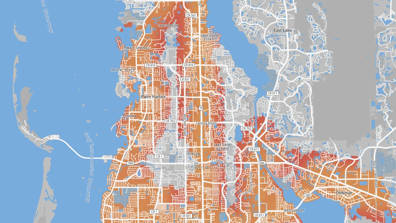 Transit Grade map of Palm Harbor, FL