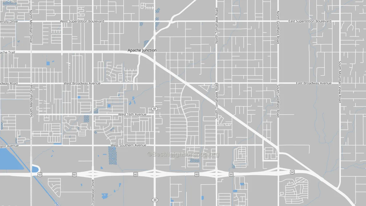 Transit Grade map of Palm Springs, Apache Junction, AZ