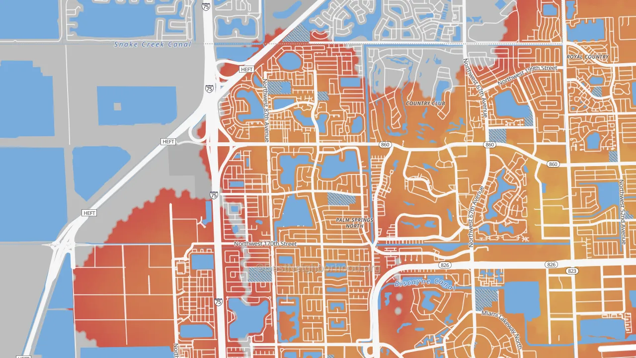 Transit Grade map of Palm Springs North, Hialeah, FL