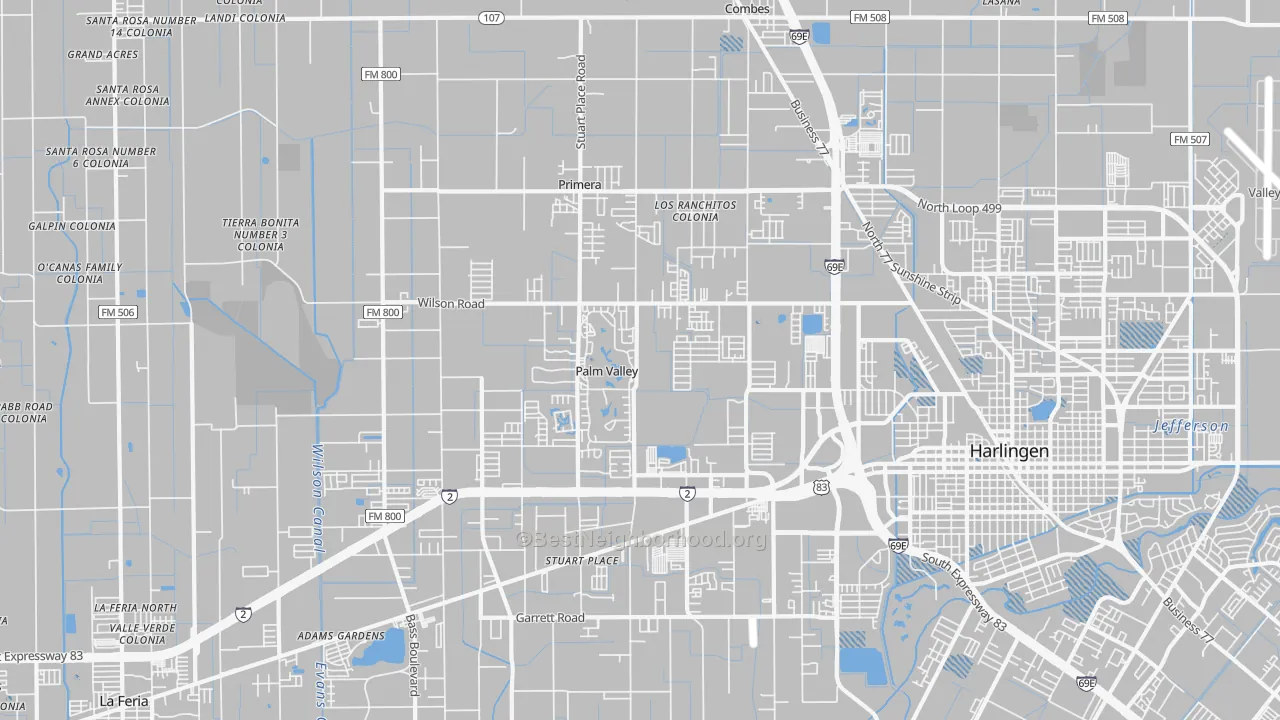Transit Grade map of Palm Valley, TX