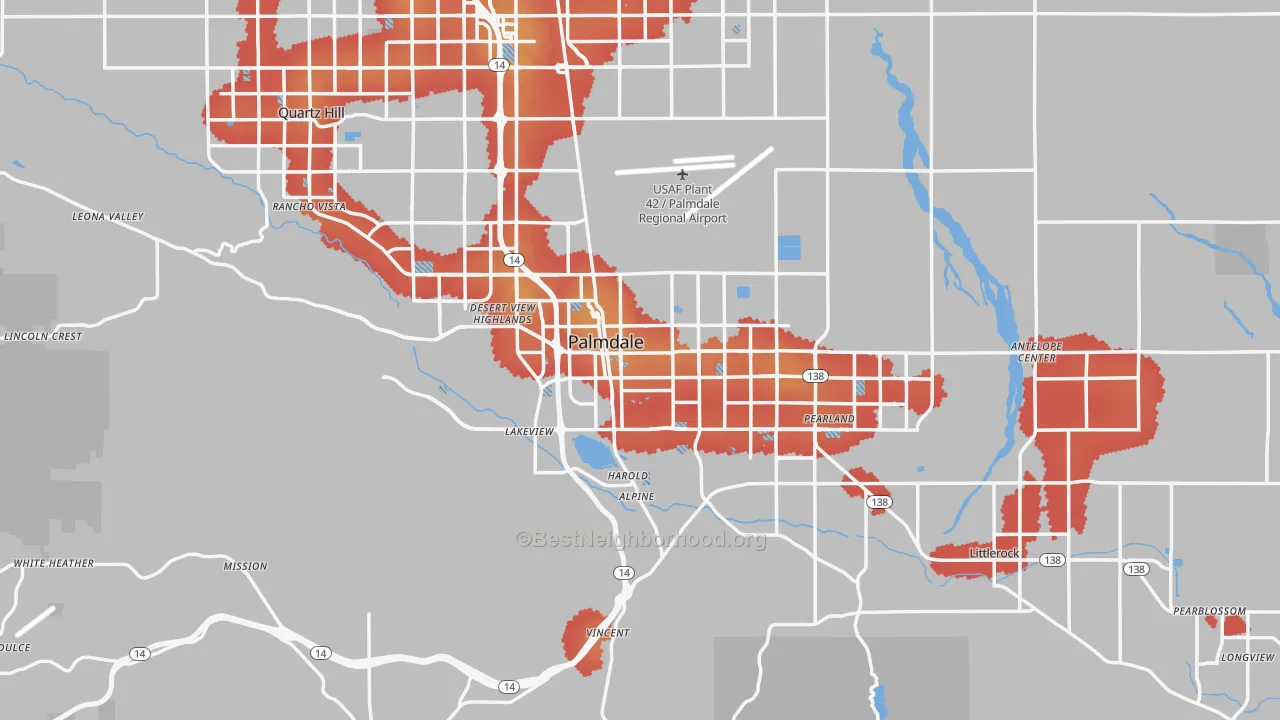 Transit Grade map of Palmdale, CA