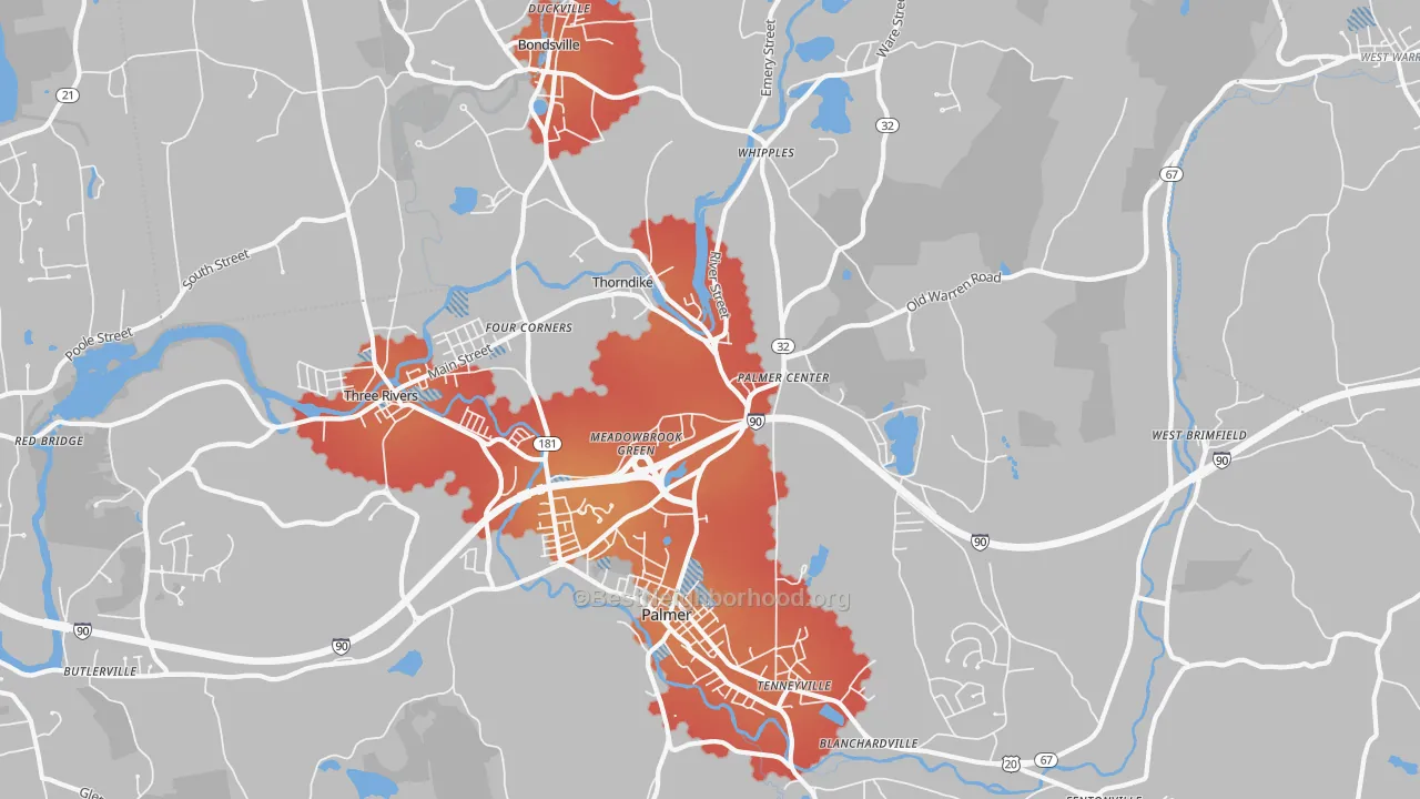 Transit Grade map of Palmer, MA