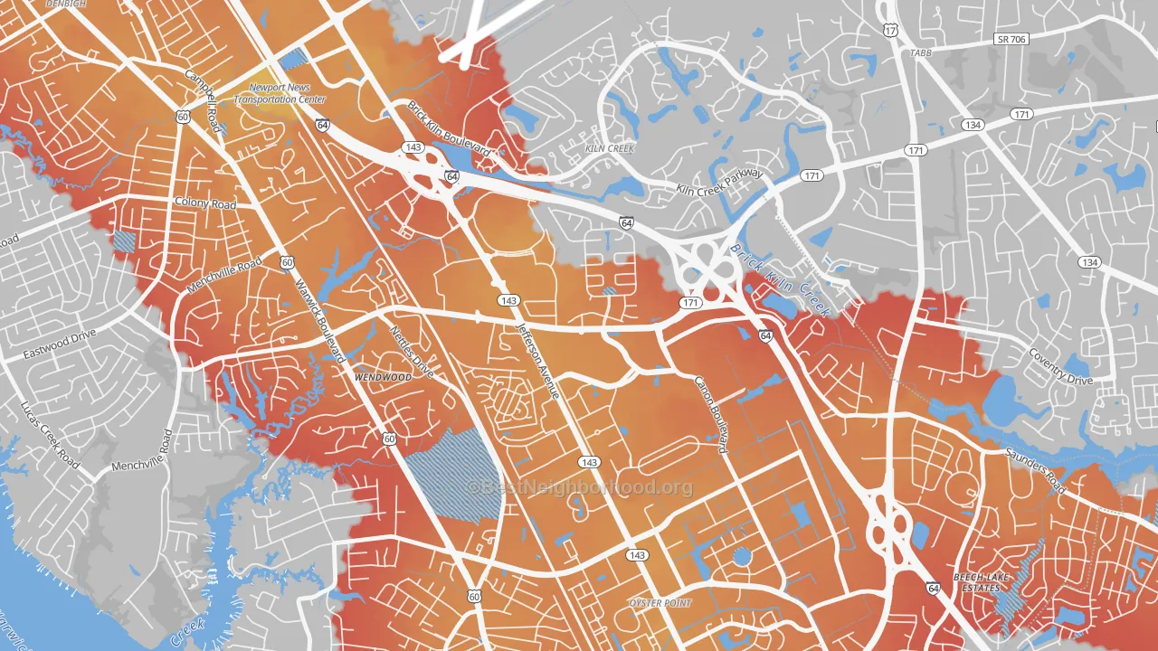 Transit Grade map of Palmer, Newport News, VA