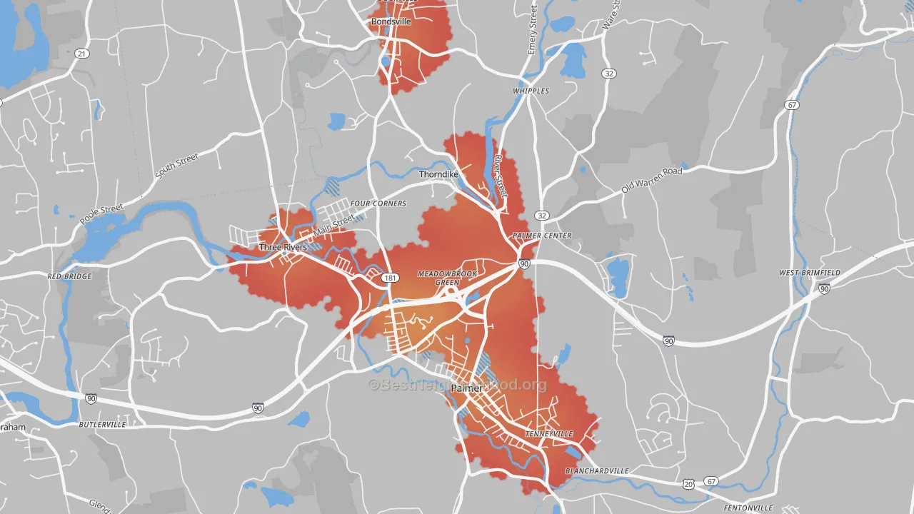Transit Grade map of Palmer Town, MA