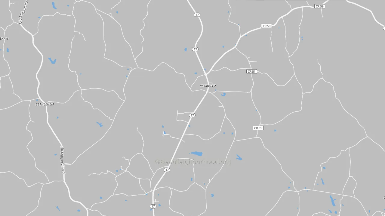 Transit Grade map of Palmetto, AL