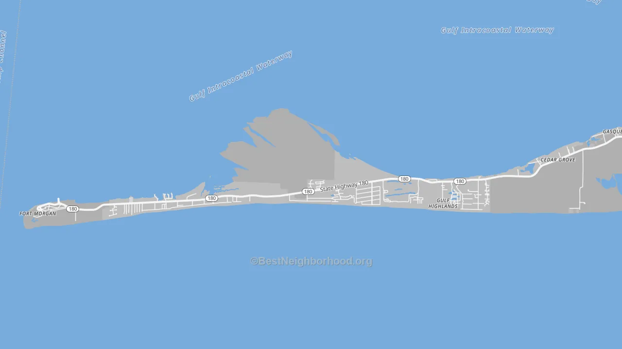 Transit Grade map of Palmetto Beach, AL