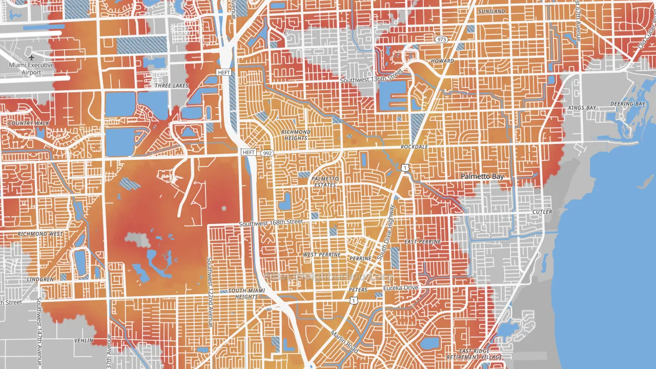 Transit Grade map of Palmetto Estates, FL