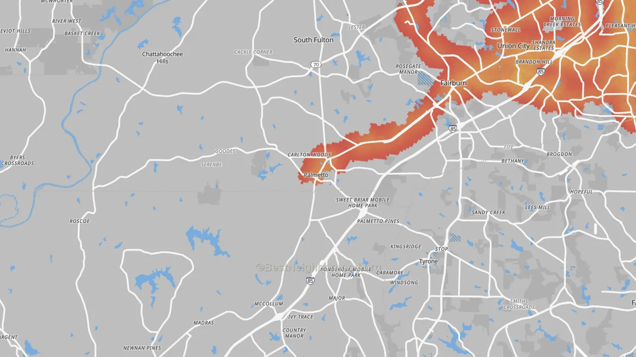 Transit Grade map of Palmetto, GA