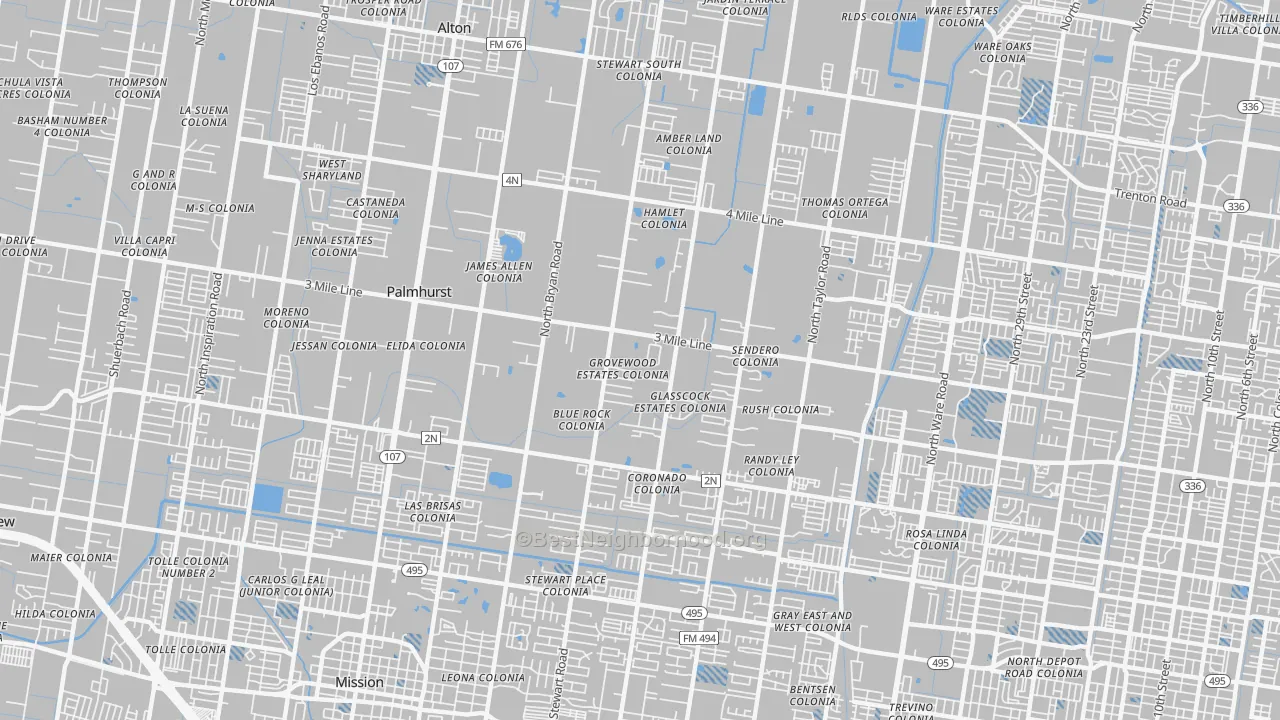 Transit Grade map of Palmhurst, TX