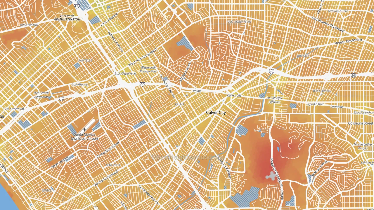 Transit Grade map of Palms, Los Angeles, CA