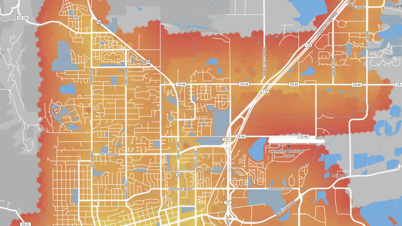 Transit Grade map of Palo Park, Boulder, CO