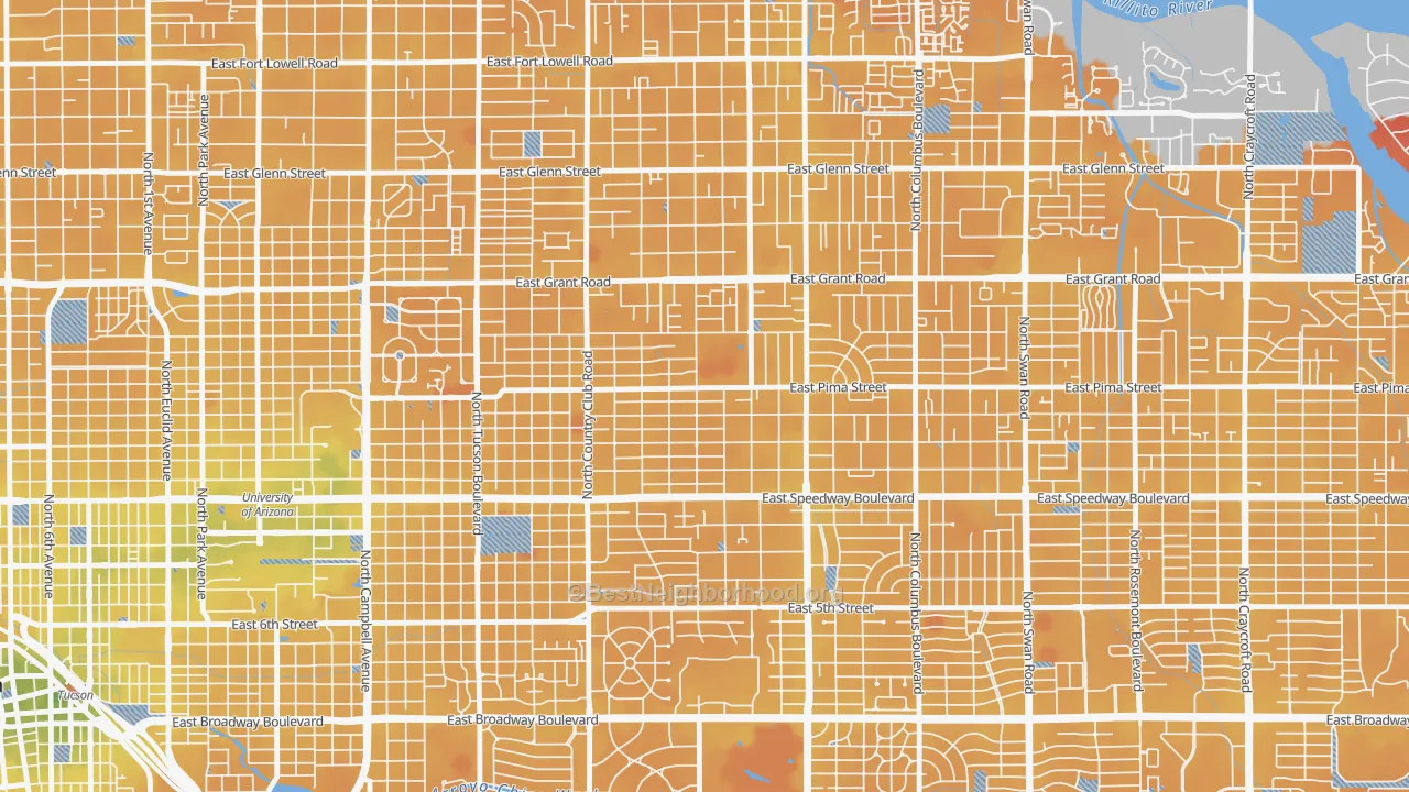 Transit Grade map of Palo Verde, Tucson, AZ