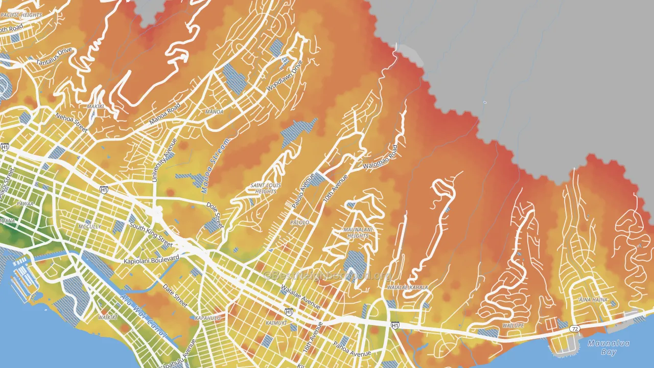 Transit Grade map of Palolo, Honolulu, HI