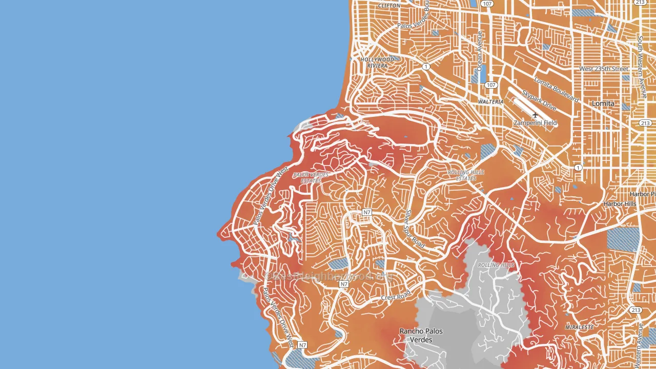 Transit Grade map of Palos Verdes Estates, CA