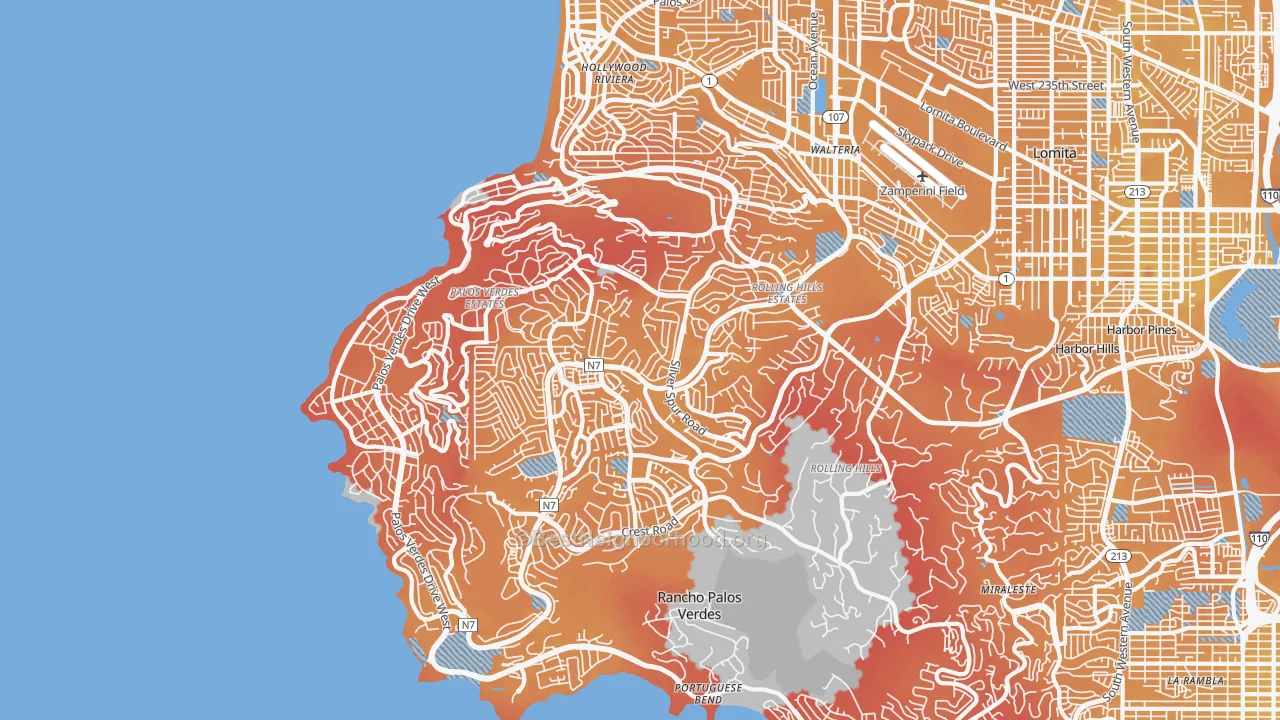 Transit Grade map of Palos Verdes Peninsula, Torrance, CA