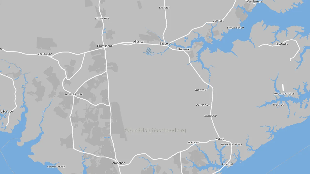 Transit Grade map of Pamlico County, NC