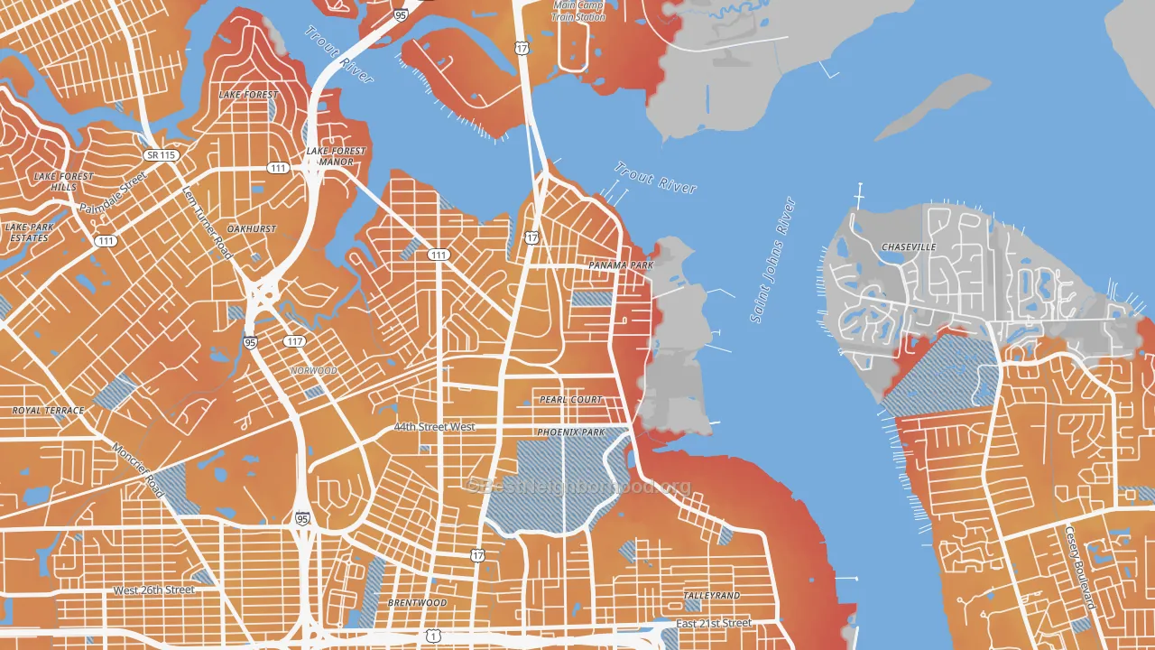 Transit Grade map of Panama Park, Jacksonville, FL