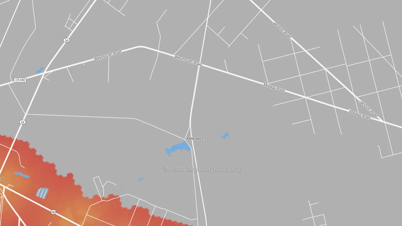 Transit Grade map of Pancoast, NJ