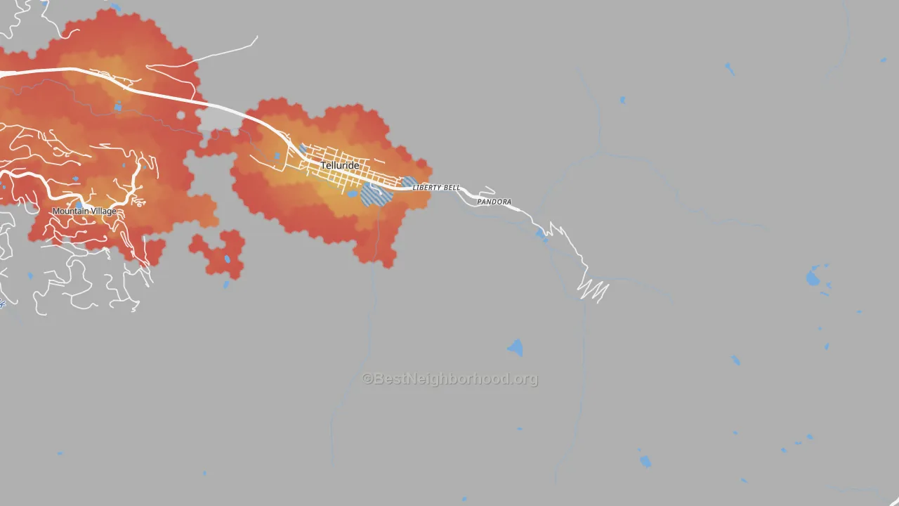 Transit Grade map of Pandora, CO