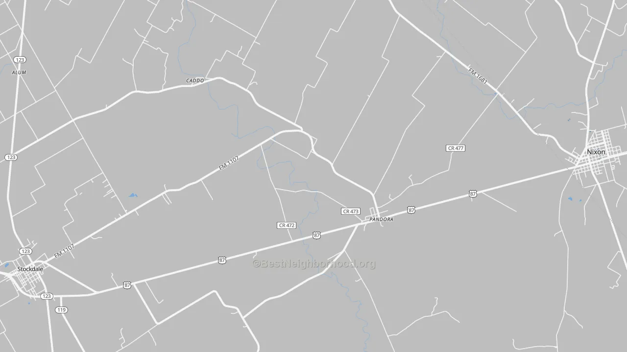 Transit Grade map of Pandora, TX