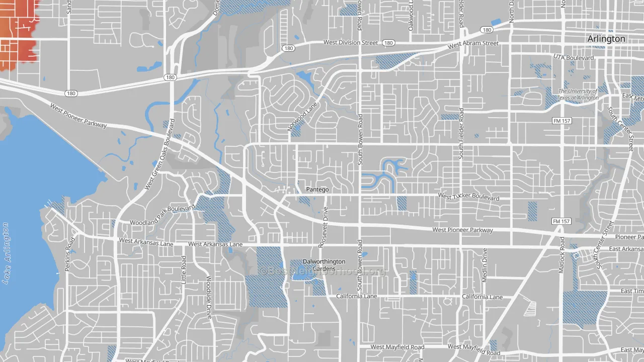 Transit Grade map of Pantego, TX
