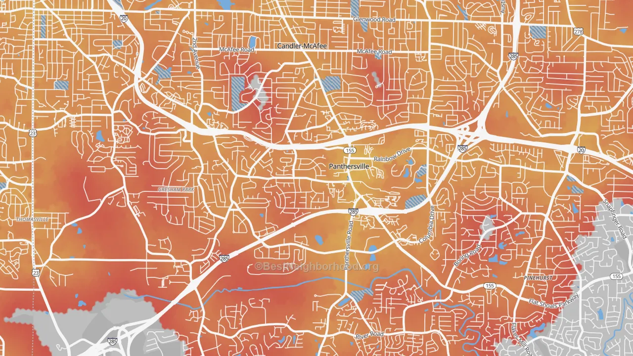 Transit Grade map of Panthersville, GA