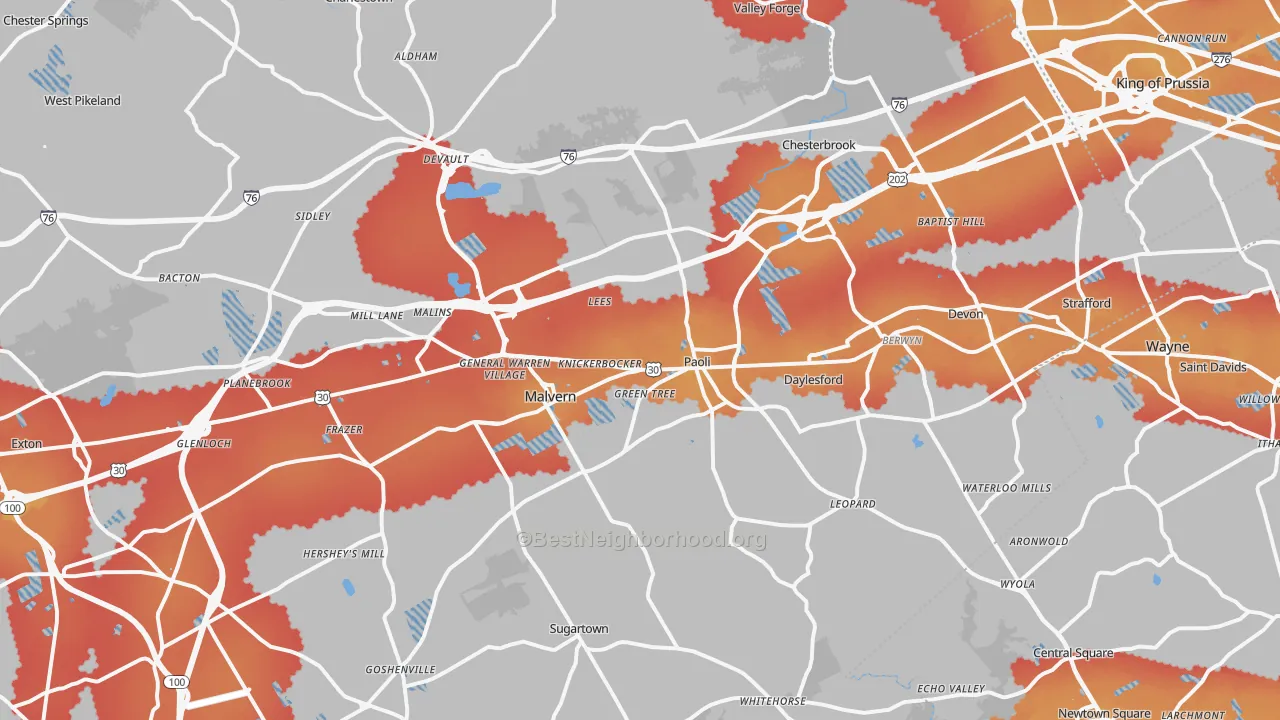 Transit Grade map of Paoli, PA