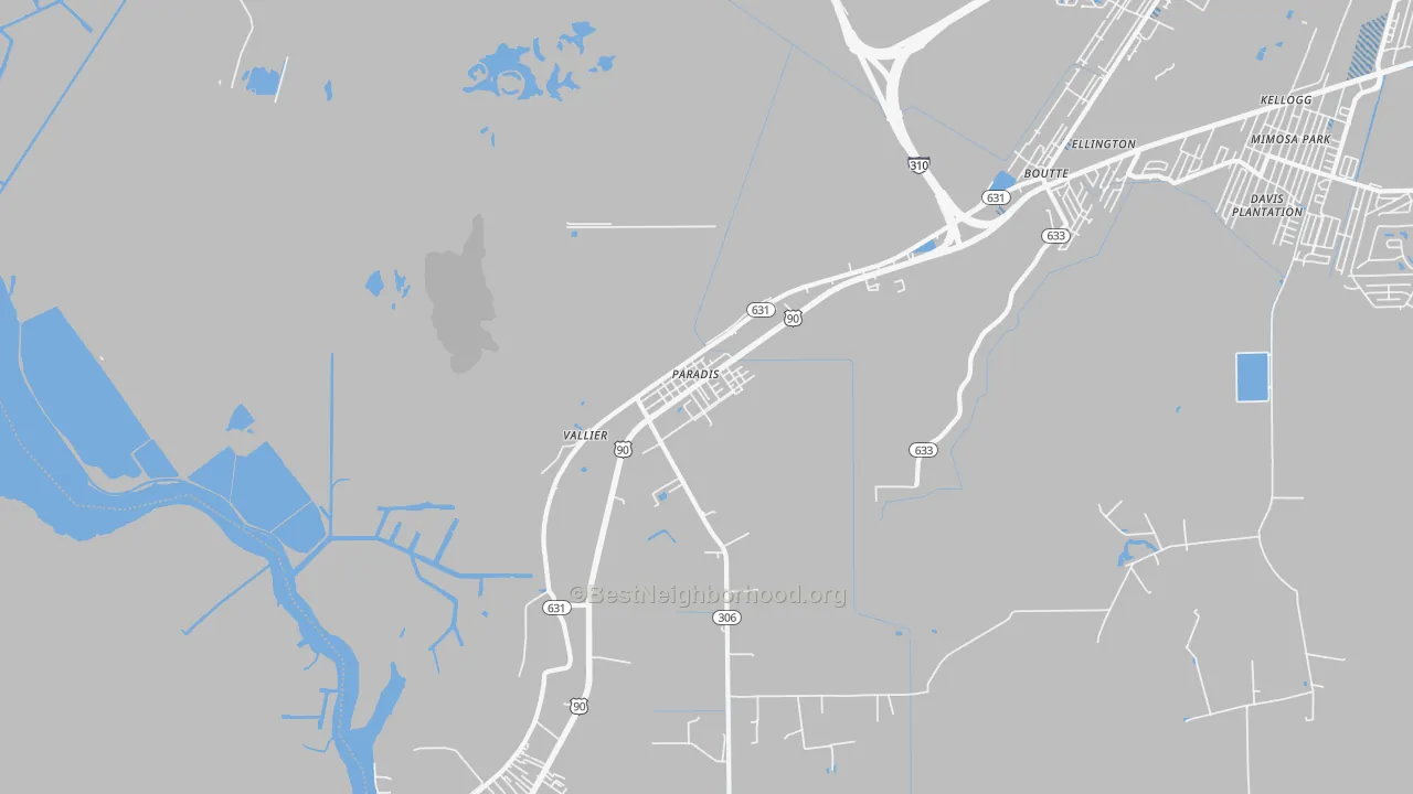Transit Grade map of Paradis, LA