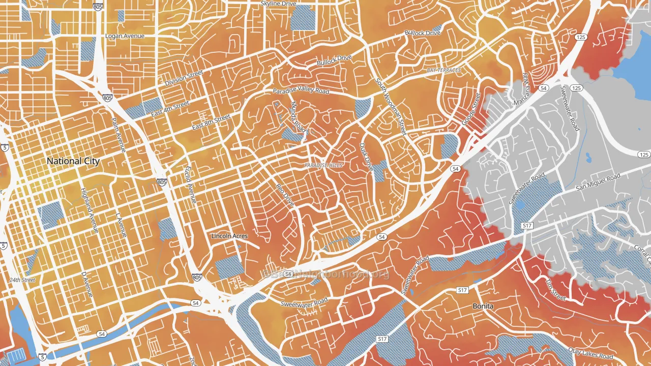 Transit Grade map of Paradise Hills, San Diego, CA