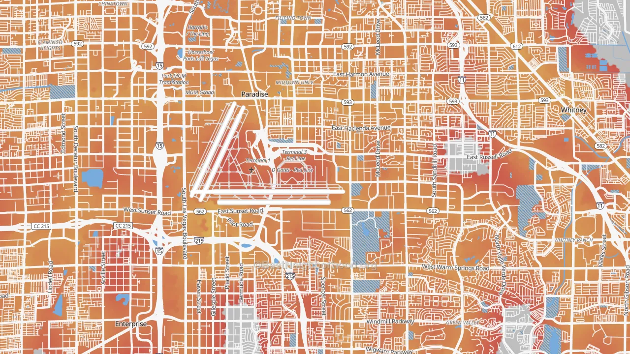 Transit Grade map of Paradise, Las Vegas, NV
