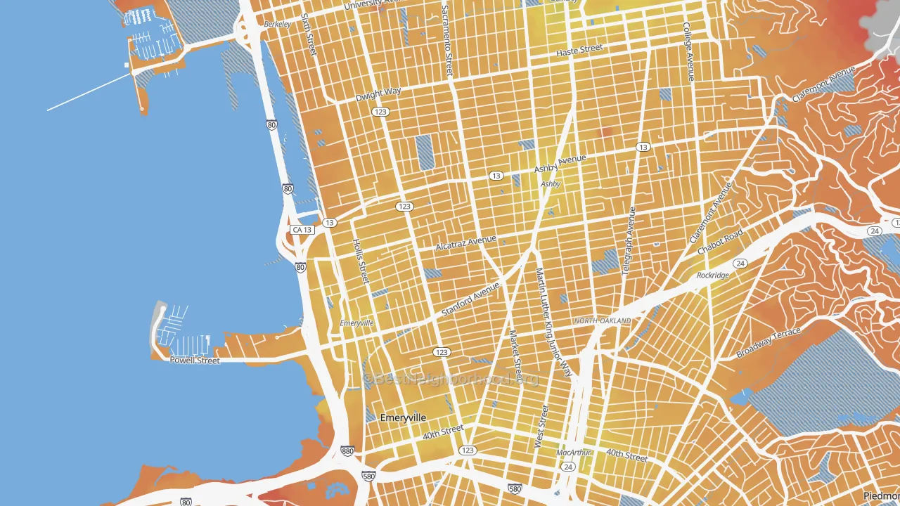 Transit Grade map of Paradise Park, Emeryville, CA