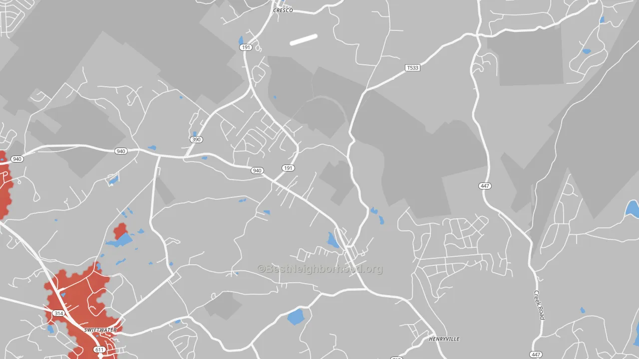 Transit Grade map of Paradise Valley, PA