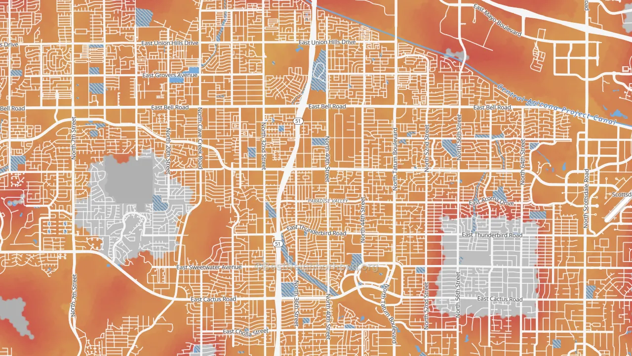 Transit Grade map of Paradise Valley, Phoenix, AZ