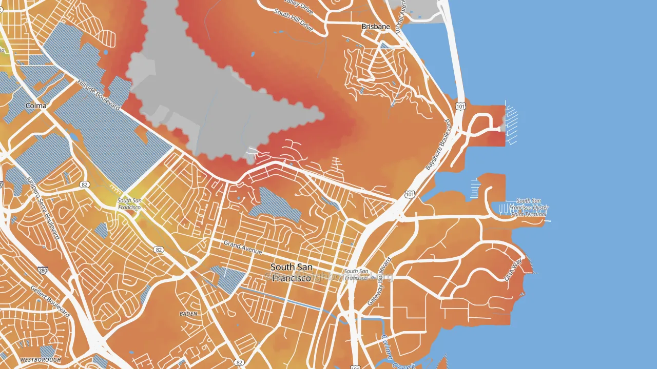 Transit Grade map of Paradise Valley, South San Francisco, CA