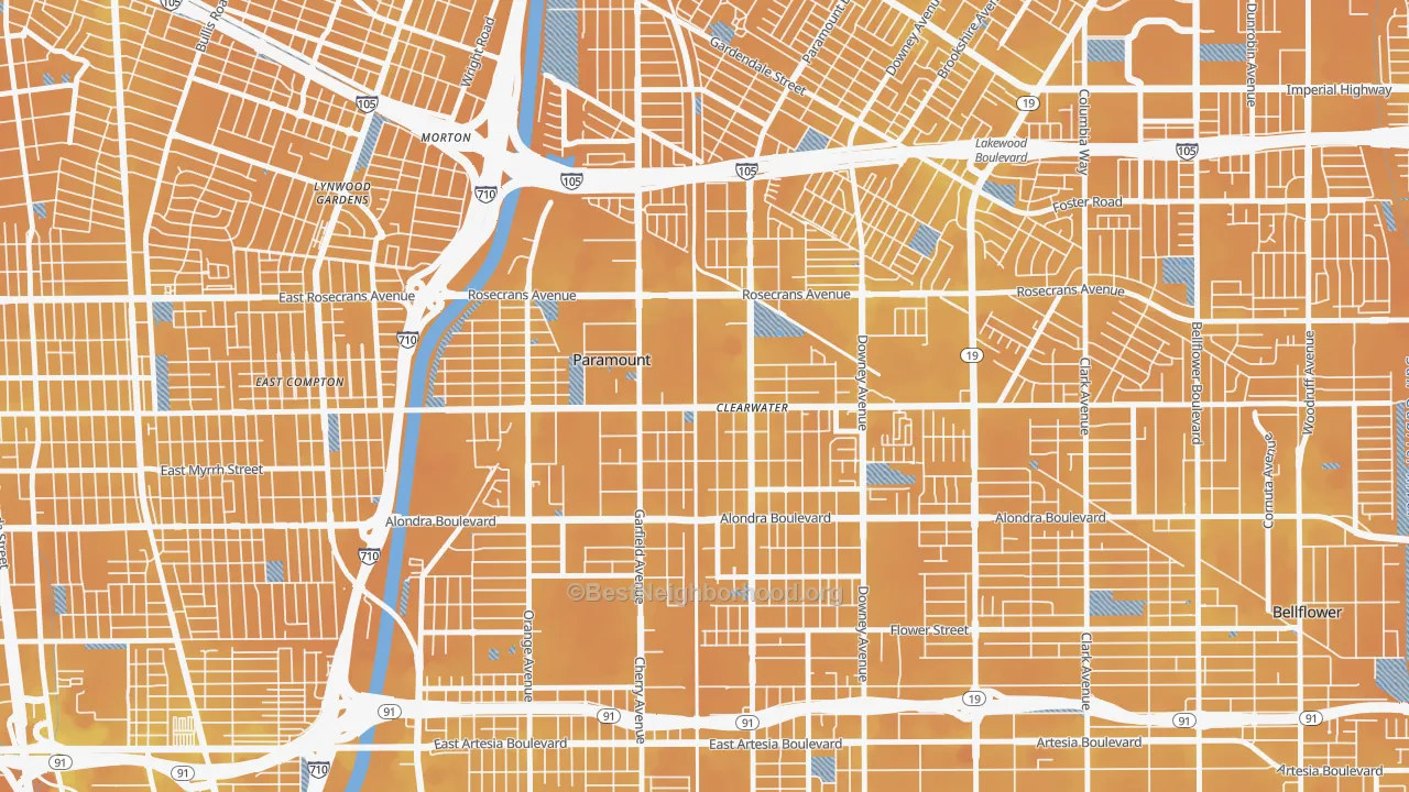 Transit Grade map of Paramount, CA