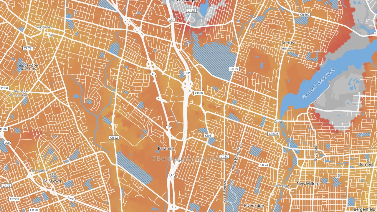 Transit Grade map of Paramus, NJ