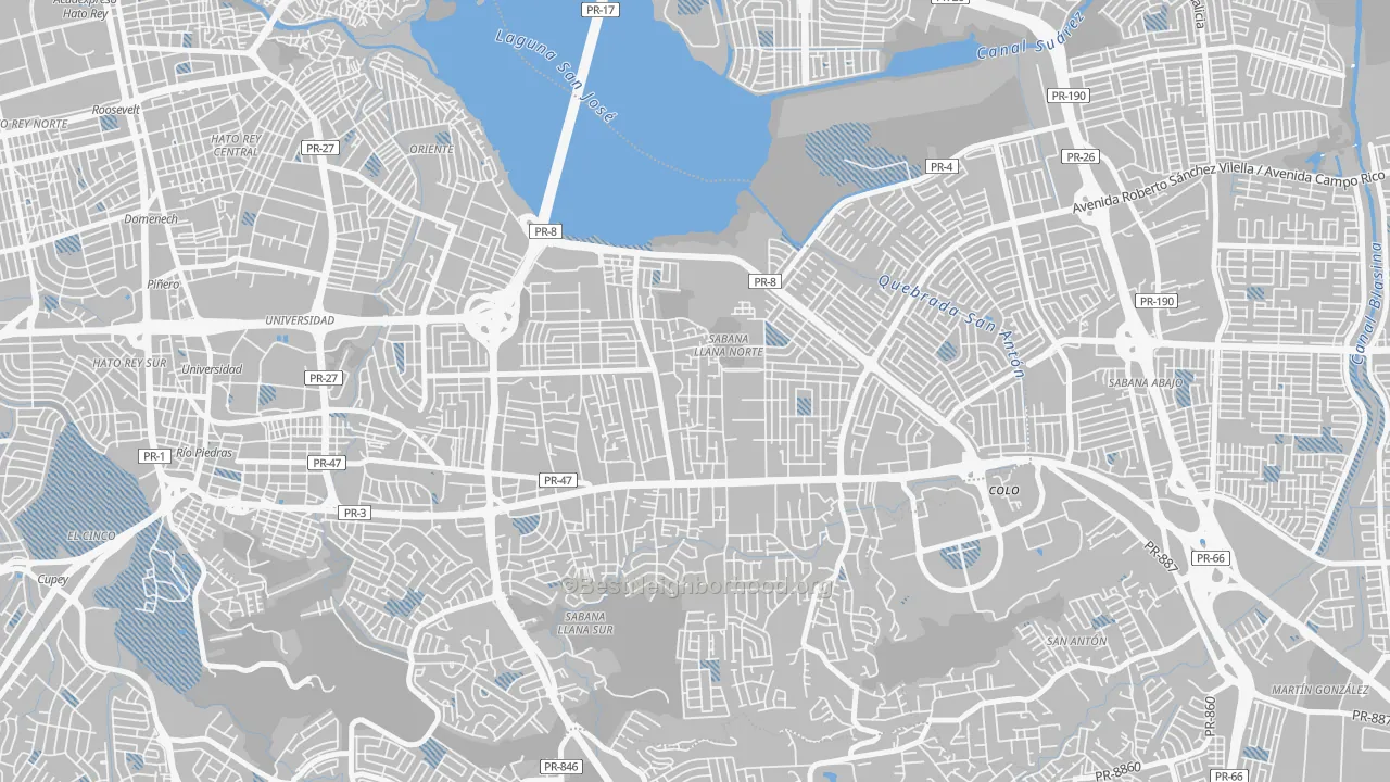 Transit Grade map of Parcelas Falu, San Juan, PR