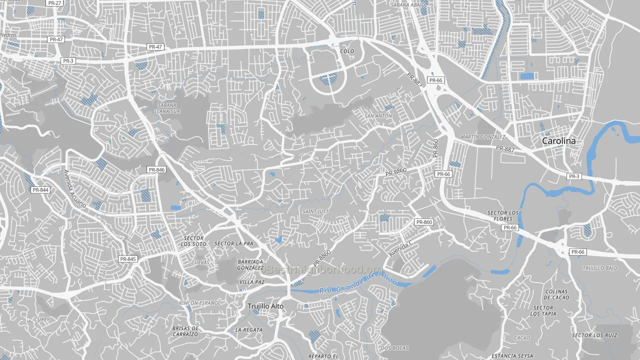 Transit Grade map of Parcelas Saint Just, Trujillo Alto, PR