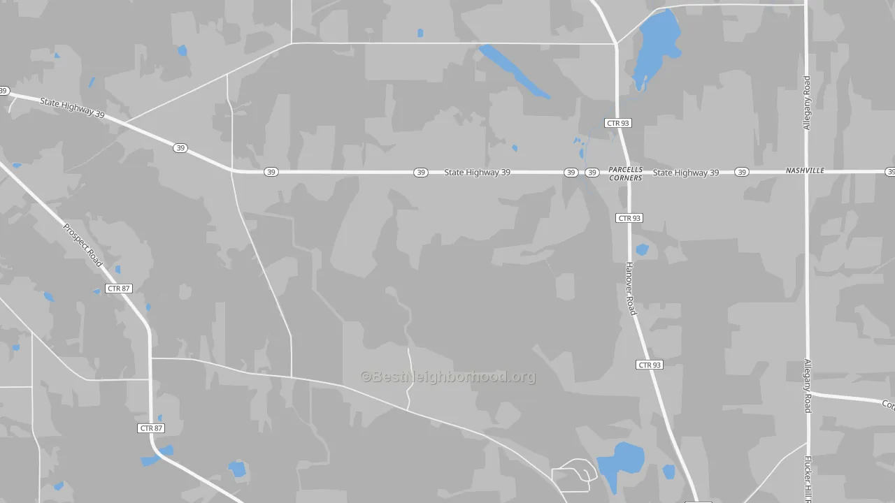 Transit Grade map of Parcells Corner, NY