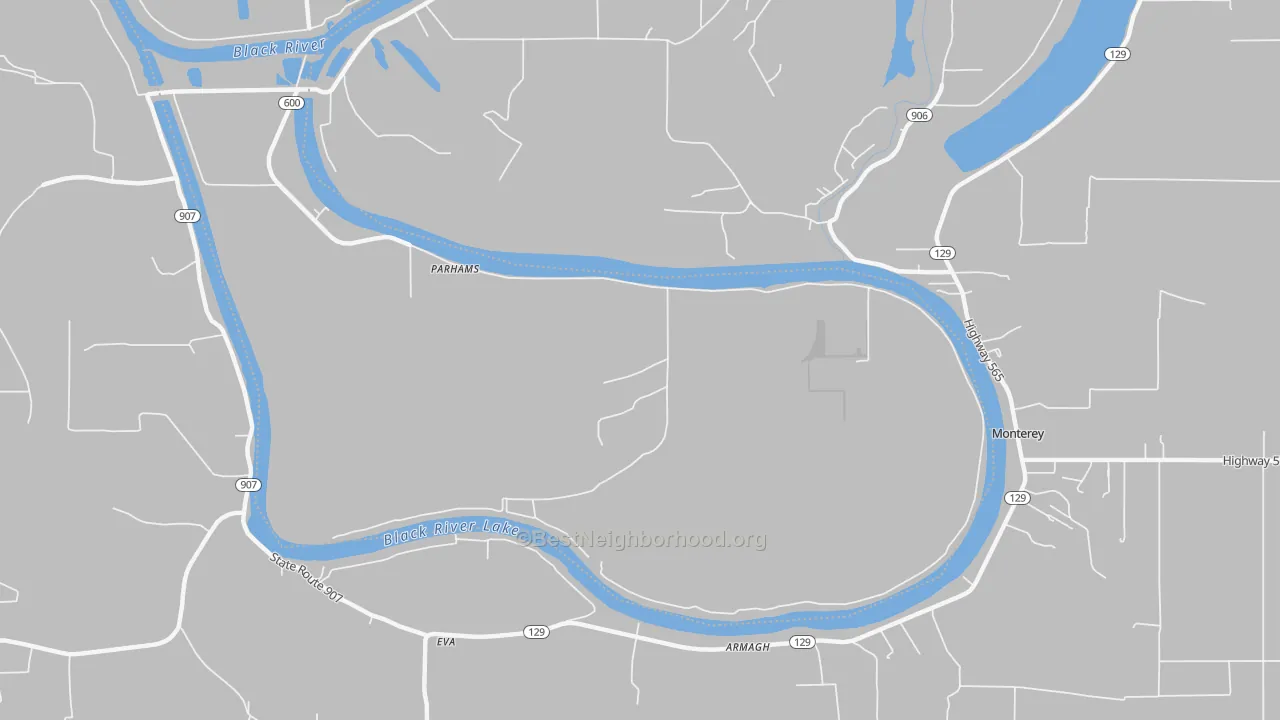 Transit Grade map of Parhams, LA