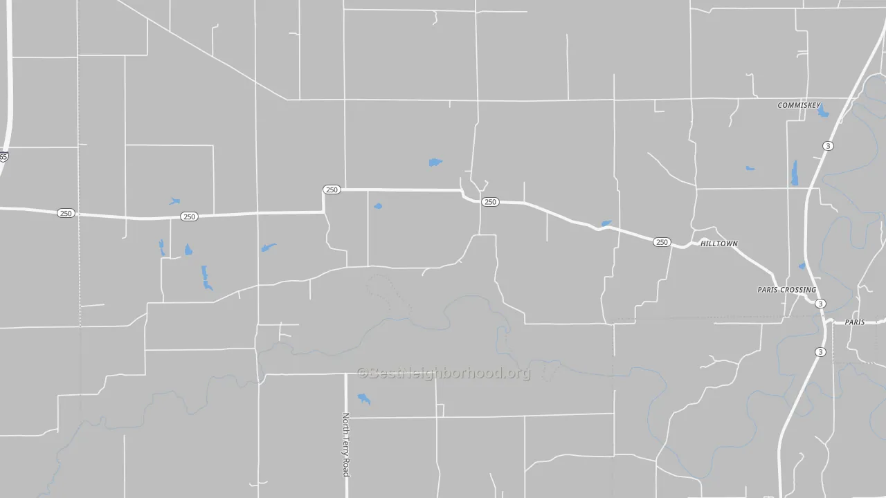 Transit Grade map of Paris Crossing, IN