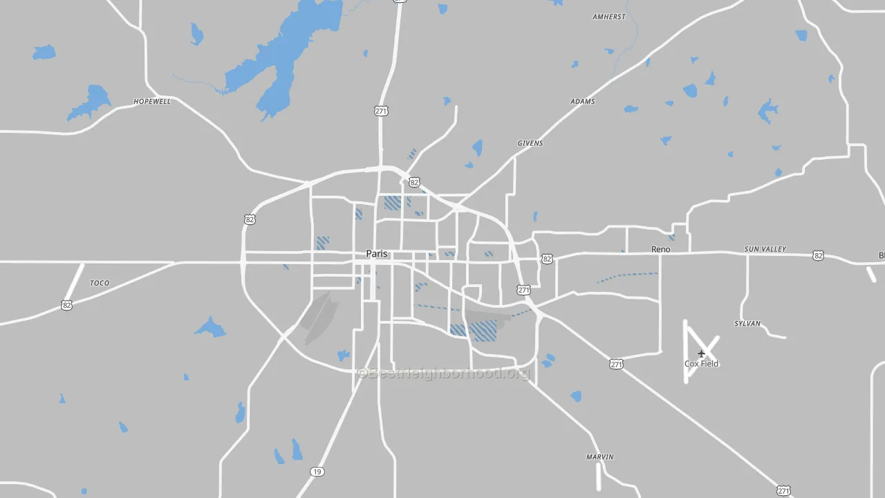 Transit Grade map of Paris, TX