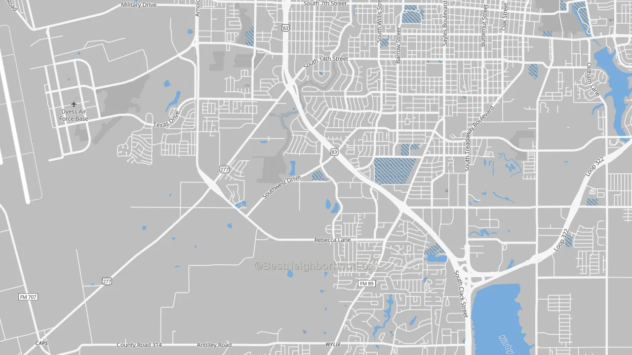 Transit Grade map of Park Central Area, Abilene, TX