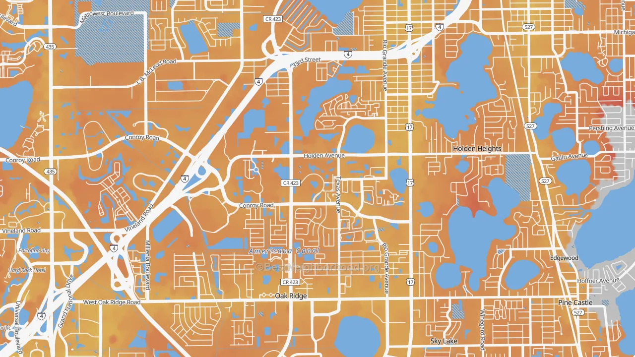Transit Grade map of Park Central, Orlando, FL