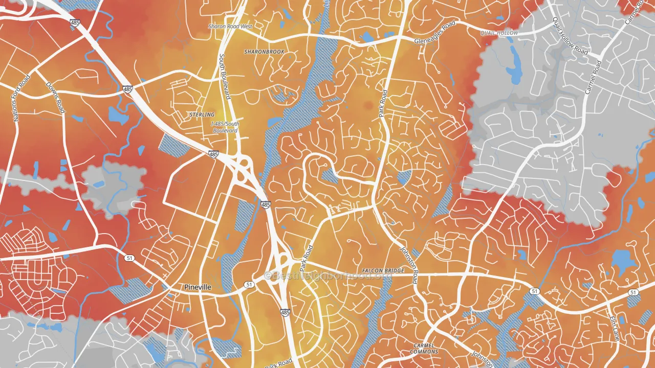 Transit Grade map of Park Crossing, Charlotte, NC