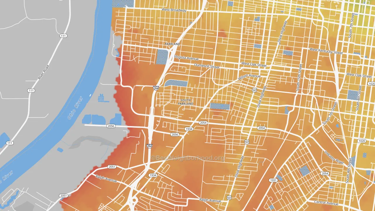 Transit Grade map of Park Duvalle, Louisville, KY