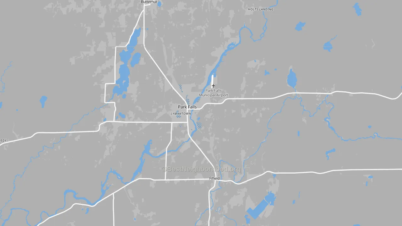 Transit Grade map of Park Falls, WI