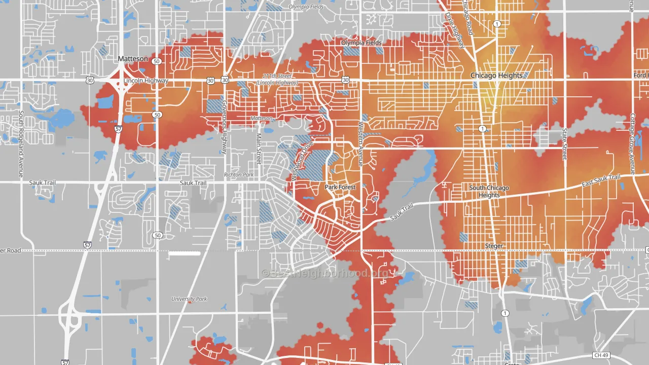 Transit Grade map of Park Forest, IL