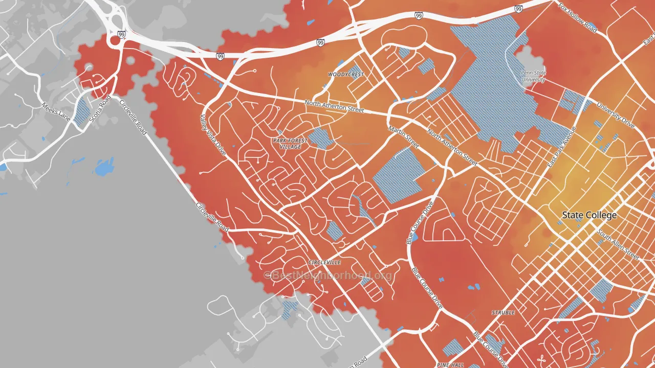Transit Grade map of Park Forest Village, PA