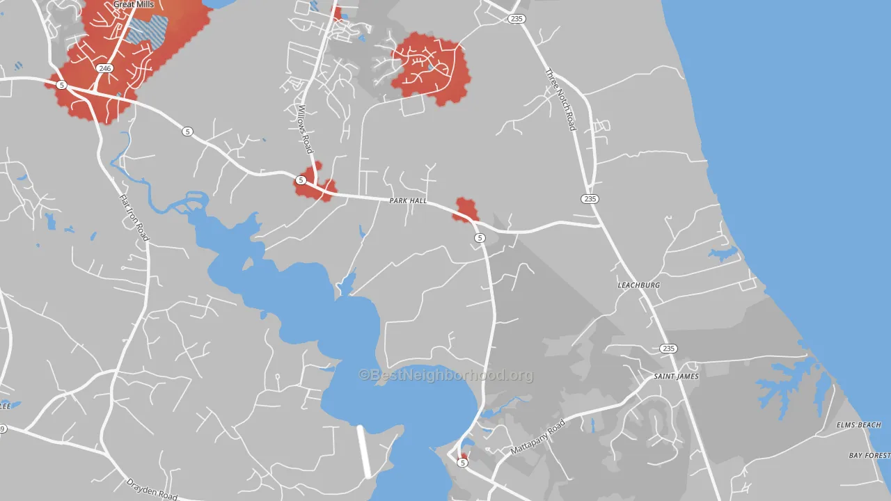 Transit Grade map of Park Hall, MD
